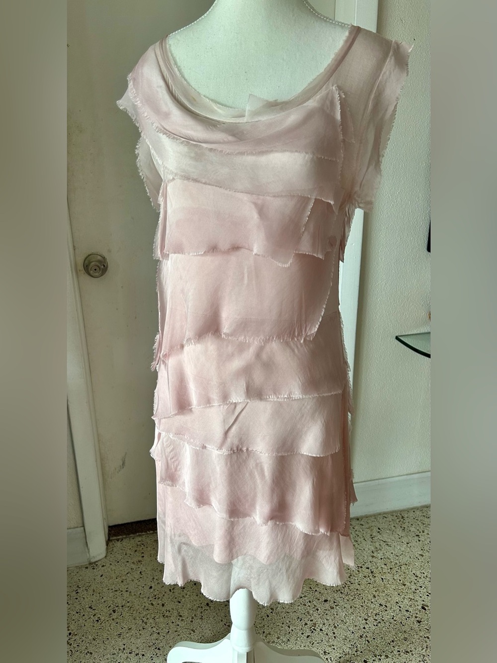 Silk Layered Pink Sleeveless Dress